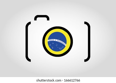 The flag of Brazil in a Camera Lens