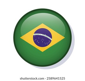 Flag Brazil circle round frame vector design