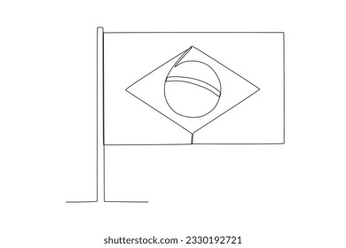 A flag of Brazil up close. 7 de setembro one-line drawing