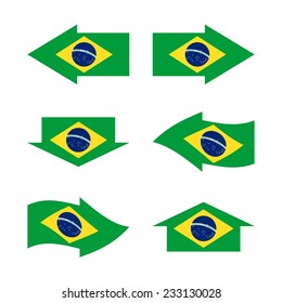 Flag of Brazil. country in the form of arrows colors of State. Infographics. Travel and Tourism. Info. Vector. Icon.