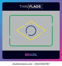 The flag of Brazil, Download Editable Thin Icons. Country, World and International Flag Icons Set. Brazilian Flag Icon Graphic Vector Stroke