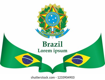 Flag of Brazil, Federative Republic of Brazil. template for award design, an official document with the flag of Brazil and other uses. Bright, colorful vector illustration