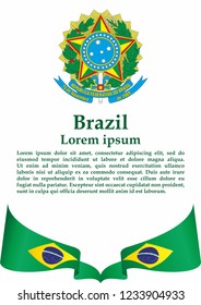 Flag of Brazil, Federative Republic of Brazil. template for award design, an official document with the flag of Brazil and other uses. Bright, colorful vector illustration