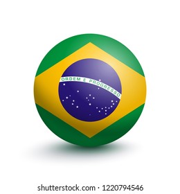 Flag of Brazil in the form of a ball isolated on a white background. Vector illustration