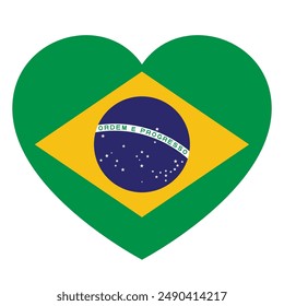flag of Brazil in form of heart, symbol of love