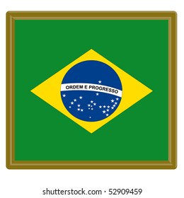 Flag of Brazil with gold frame