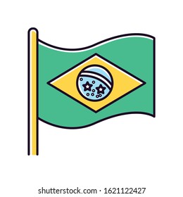 Flag of brazil green RGB color icon. State symbol. Constellation over Rio de Janeiro. South american country independence. Isolated vector illustration