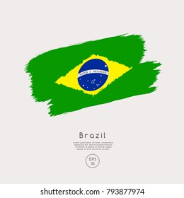 Flag of Brazil in Grunge Brush Stroke : Vector Illustration