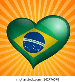 Flag of Brazil in heart shape