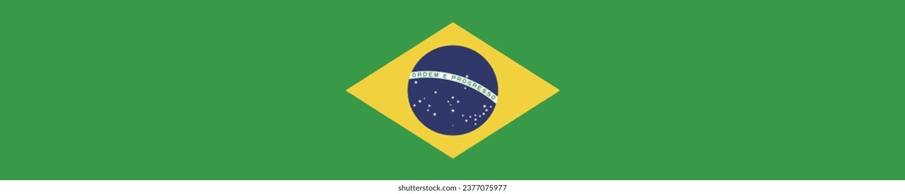 The flag of Brazil. Flag icon. A long banner. Standard color. Computer illustration. Digital illustration. Vector illustration.