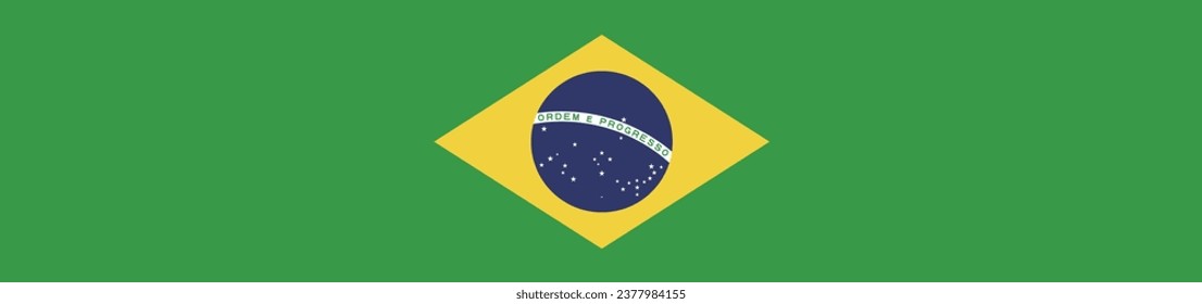 The flag of Brazil. Flag icon. A long banner. Standard color. Computer illustration. Digital illustration. Vector illustration.