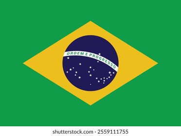 The flag of Brazil. Flag icon. The official national flag of Brazil. Flag of the Federative Republic of Brazil. Vector illustration.