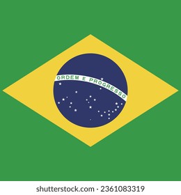 The flag of Brazil. Flag icon. Standard color. A square flag. Computer illustration. Digital illustration. Vector illustration.