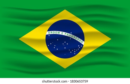 Bandera de Brasil. Ilustración de ondear la bandera de Brasil. Ilustración vectorial.