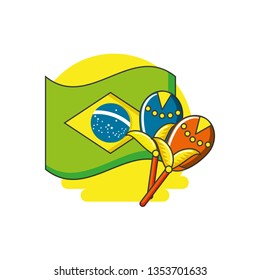 flag of brazil with maracas instrument