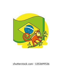 flag of brazil with monkey animal