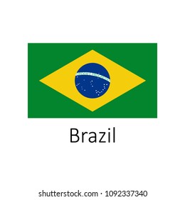 Flag of Brazil with name icon. Official colors and proportion correctly. National Brazil Flag vector. Brazil Flag vector illustration. National Brazil Flag vector