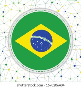 Flagge Brasiliens mit Netzwerkhintergrund. Brasilien unterzeichnet. Charmante Vektorillustration.