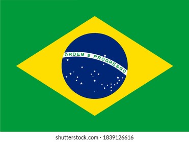 Flag of Brazil. Official colors and proportion correctly. National Brazil flag. Vector illustration. EPS10