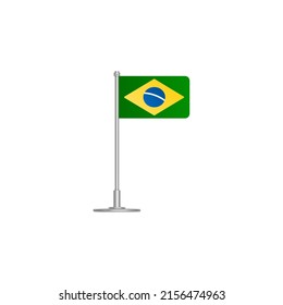 bandera de brasil. bandera brasil en asta. icono vector aislado en fondo blanco