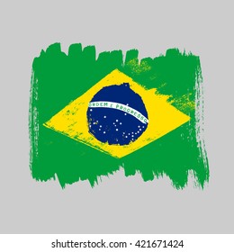 Flag of Brazil on a gray background