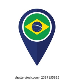 Flag of Brazil flag on map pinpoint icon isolated blue color