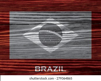 Flag of Brazil on wooden background