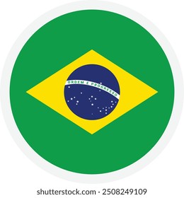 Flag of Brazil. Round icon on transparent background. Flat style