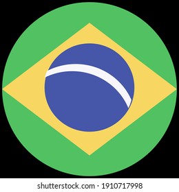 Flag of Brazil. Round icon for social networks. Vector flag button series - Brasil