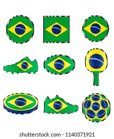 flag of brazil, set of different icons of the color of the flag of brazil
