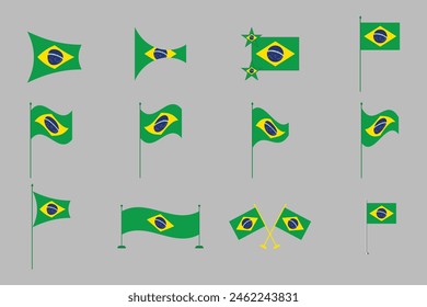Flag of Brazil Set, original and simple Brazil flag Bundle, vector illustration of Brazil flag Collection
