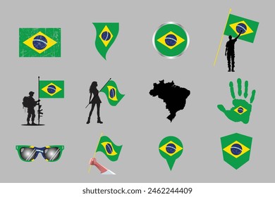 Flag of Brazil Set, original and simple Brazil flag Bundle, vector illustration of Brazil flag Collection
