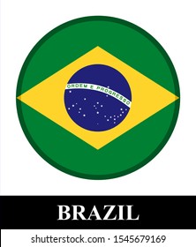 FLAG OF BRAZIL SHINY ROUND BUTTON