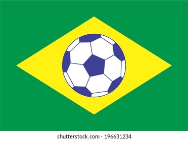Flag of Brazil with soccer ball