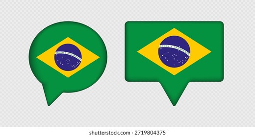 Bandera de Brasil en burbuja de discurso.