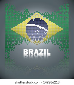 Flag of Brazil from square blocks, vector