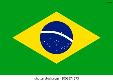 Flag of Brazil. Symbol of Independence Day, souvenir soccer game, button language, icon.