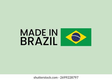 Bandera De Brasil Con Texto Hecho En Brasil Ilustración vectorial.