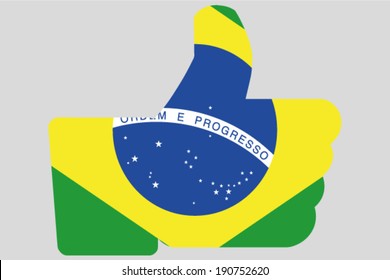 The flag of Brazil in a Thumbs Up Icon