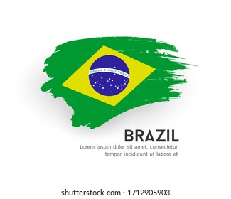 Flag of Brazil vector brush stroke design isolated on white background, illustration