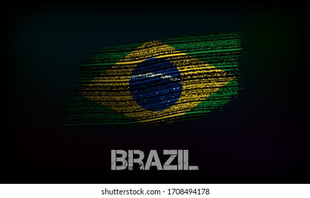 Flag of the Brazil. Vector illustration in grunge style with cracks and abrasions. Good image for print