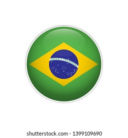 Flag of Brazil. Vector illustration. Icon. 3D. Traditional color. Web, Sport.