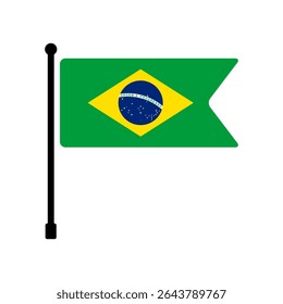 Bandeira do Brasil. Design de ícone de ilustração de vetor da bandeira do Brasil. Ícone do sinalizador de polo.