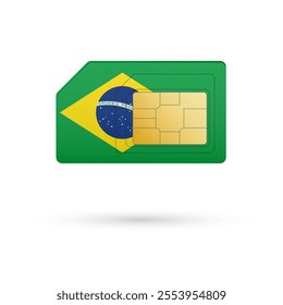 Flag of Brazil. Vector illustration of SIM Card with flag on white background