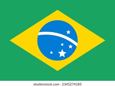 Flag of Brazil in vector. Stylized illustration. Brazilian symbol, green, yellow and blue. White stars, National culture. Not official