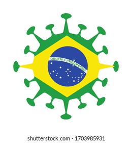 Flag of Brazil in virus shape. Country sign. Vector illustration.