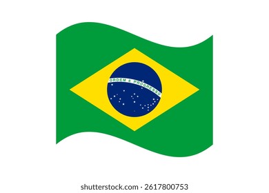 Flag of Brazil. Brazil wavy flag digital vector illustration. Fluttering flag.