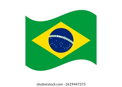 Flag of Brazil. Brazil wavy flag digital vector illustration. Fluttering flag.