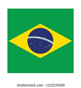 Flag of Brazil,Brazil  Flag Vector Square Icon - Illustration, Flag of Brazil. Abstract concept, icon, square, button. Raster illustration on white background.