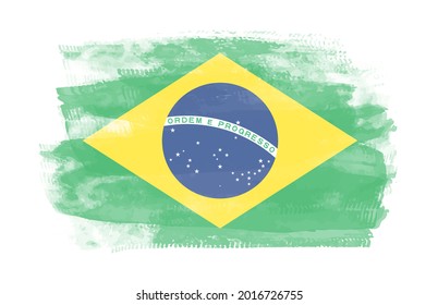 Flag of Brazil.Brush stroke background.